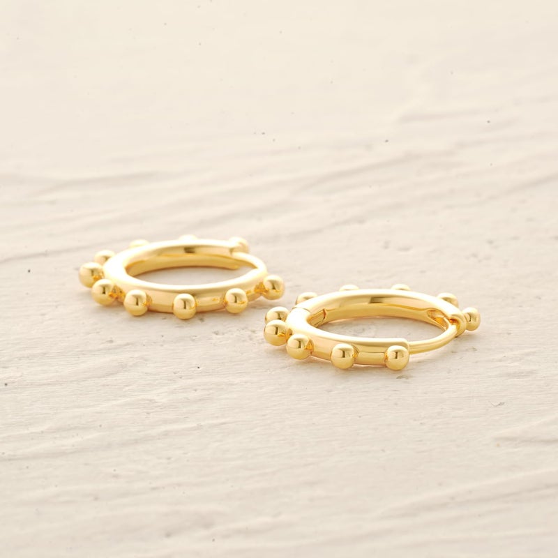 MYEARS Women Sun Earrings Gold Huggie Bead Hoop 14K Small Simple Hypoallergenic Everyday Jewelry 1 - Image 5
